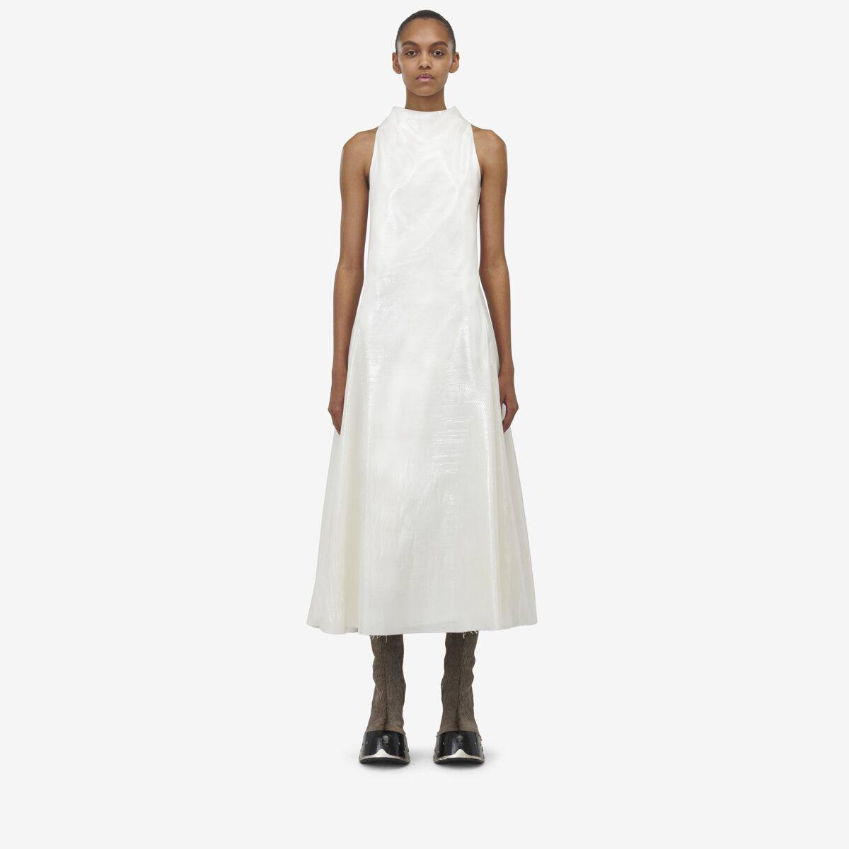 Alexander McQueen Women's White Silk Nylon Tarpaulin Midi Dress - 8 (Silk & Polyamide)